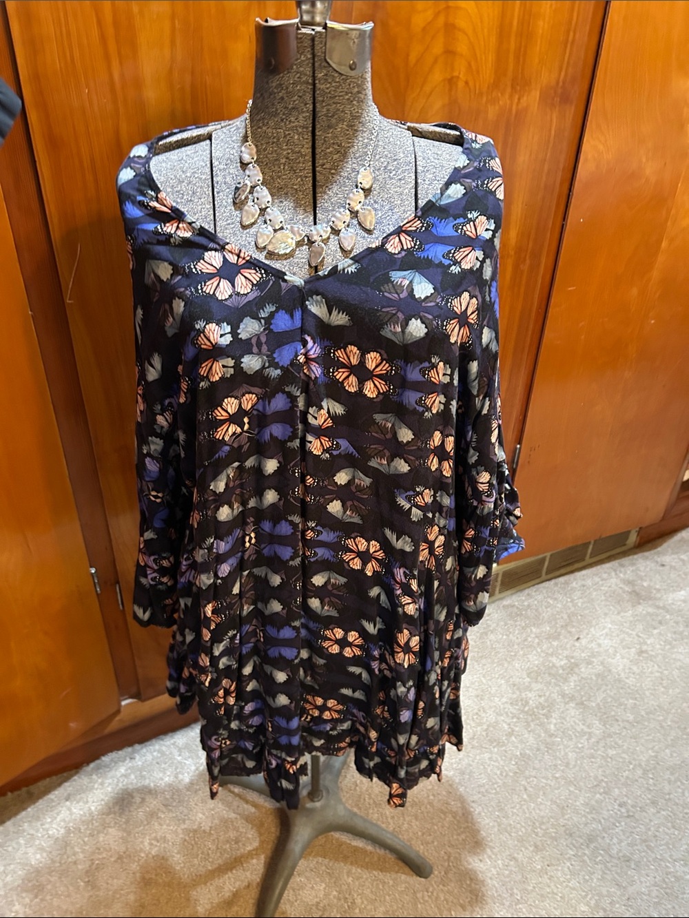 Avenue Black Floral Butterfly Print Tunic